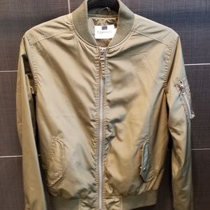 Men's Olive Green Bomber Jacket by Topman.